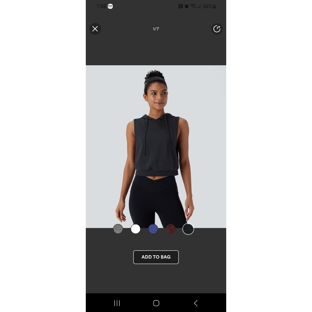Halara Hooded Drawstring Sleeveless Cropped Running Tank Top Black Size Small - Picture 3 of 8